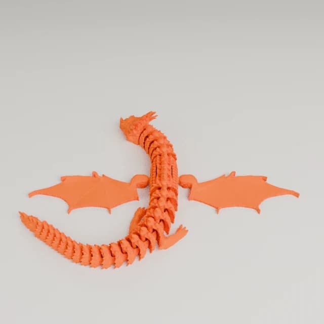 Articulated Hydra and Articulated Dragon, 3D printed in Orange