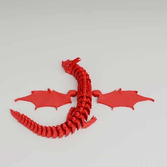 Articulated Hydra and Articulated Dragon, 3D printed in Texas Red