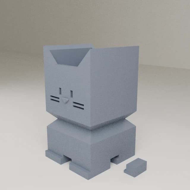 Cali Cat Pencil Holder / Desk Organizer, 3D printed in Steel