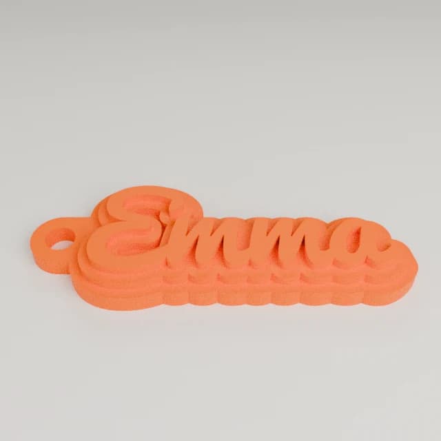 Customizable name keychain / tag, 3D printed in Orange