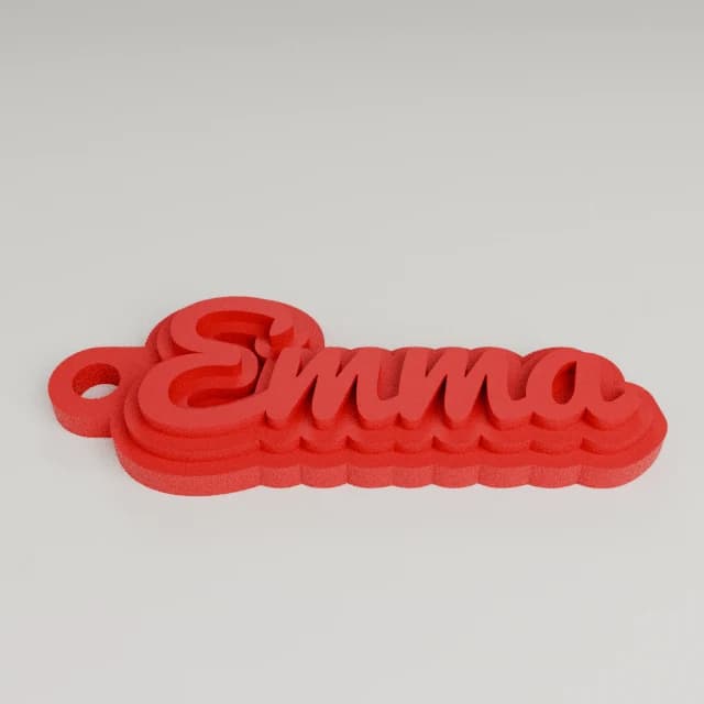 Customizable name keychain / tag, 3D printed in Texas Red