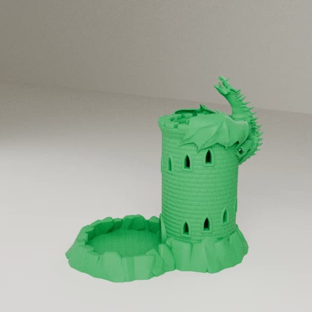 Dice Tower - Dragon's Keep, 3D printed in Green