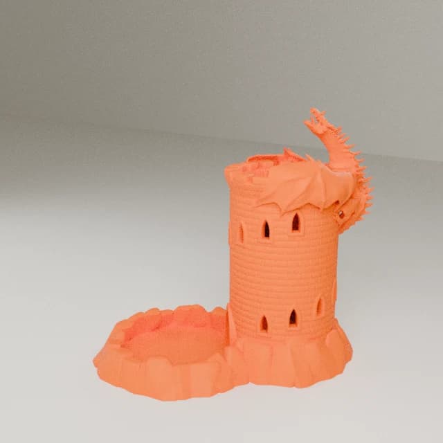 Dice Tower - Dragon's Keep, 3D printed in Orange