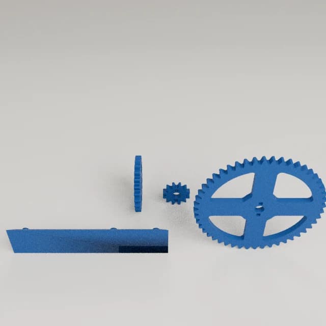 Educational 4:1 Gear Ratio Example, 3D printed in Blueprint