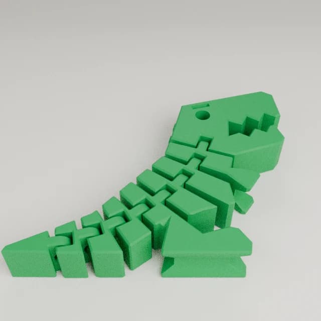 Flexi Rex with stronger links, 3D printed in Green