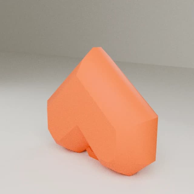 Low poly heart keychain, 3D printed in Orange