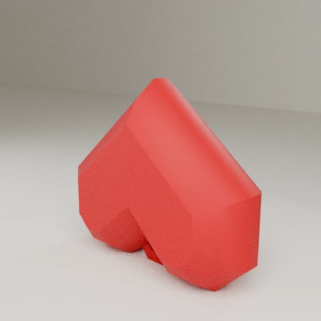 Low poly heart keychain, 3D printed in Texas Red