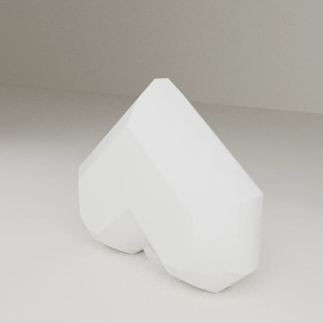 Low poly heart keychain, 3D printed in White