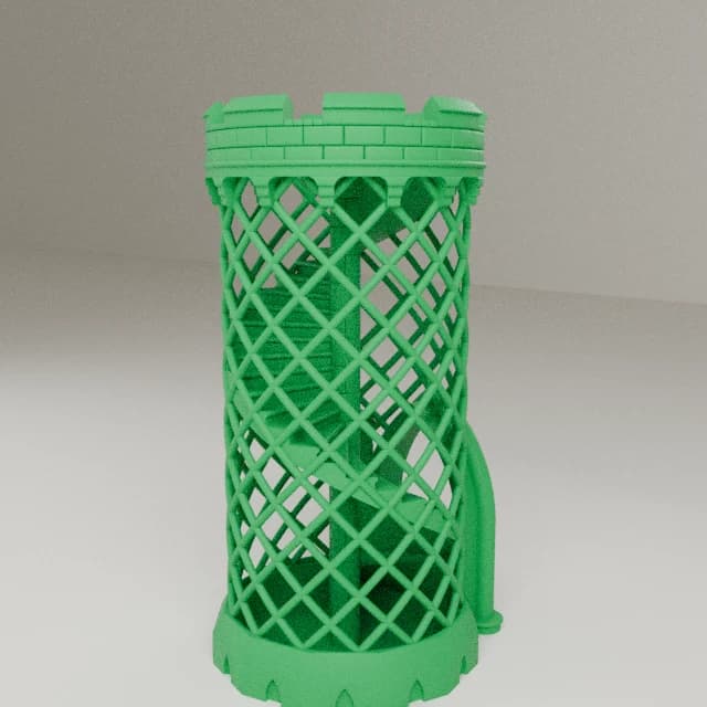 Print in Place Dice Tower, 3D printed in Green