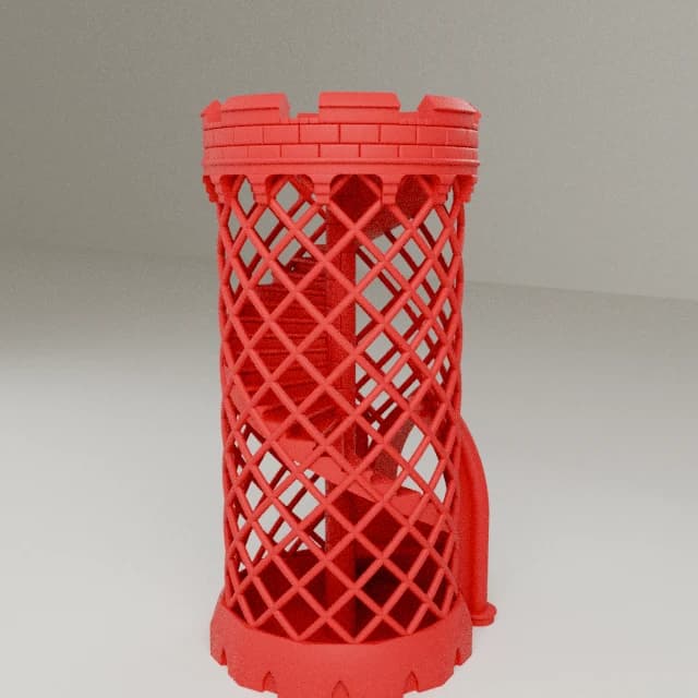 Print in Place Dice Tower, 3D printed in Texas Red