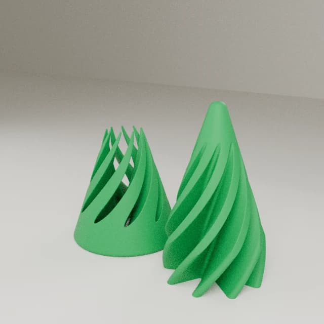 Spiral cone fidget toy, 3D printed in Green