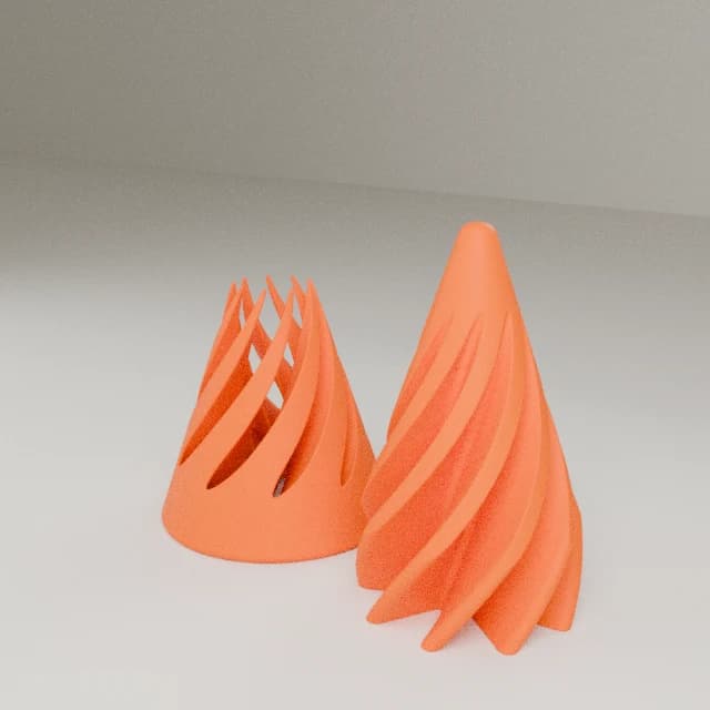 Spiral cone fidget toy, 3D printed in Orange