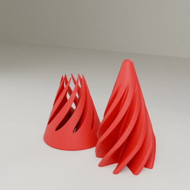 Spiral cone fidget toy, 3D printed in Texas Red
