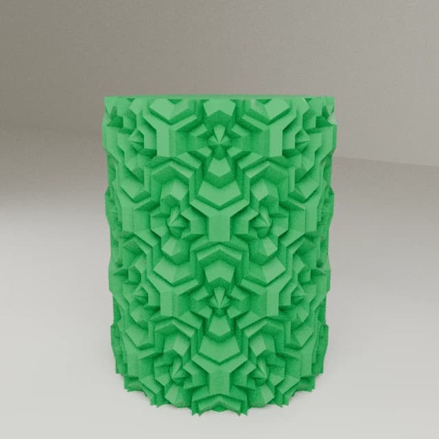 Tetrahex Ripple Vase, 3D printed in Green