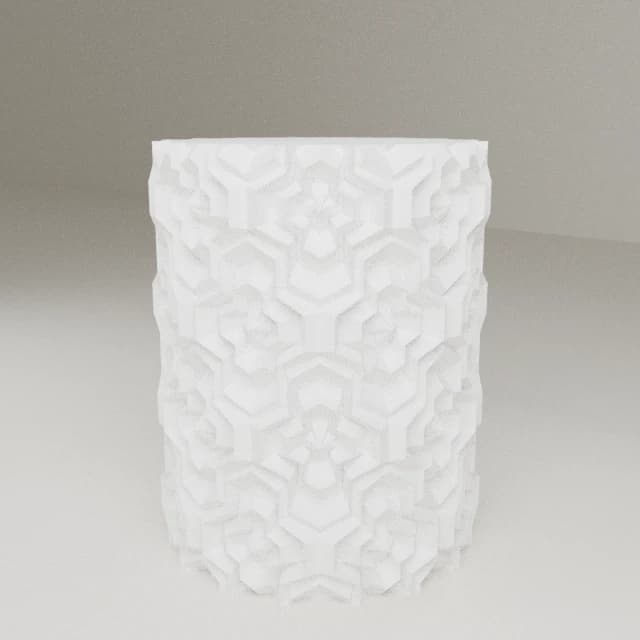 Tetrahex Ripple Vase, 3D printed in White