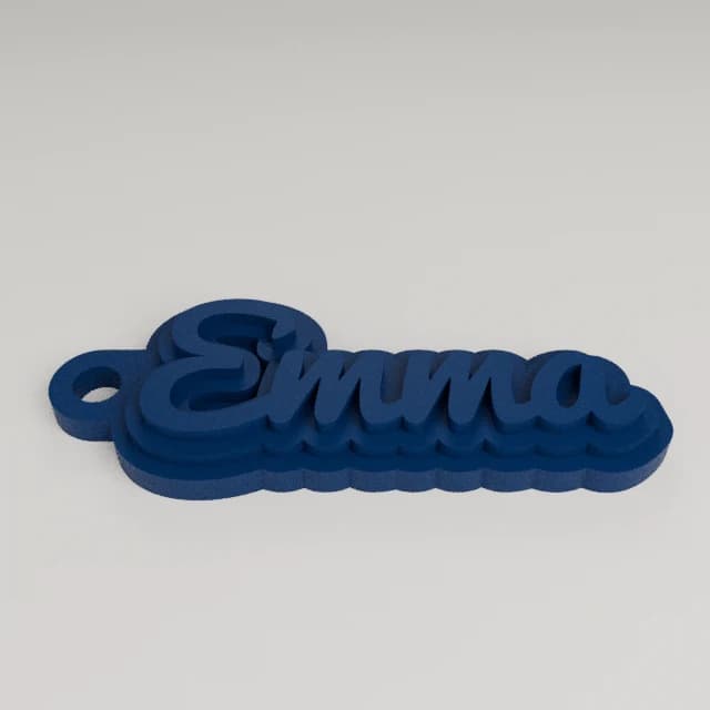 Customizable name keychain / tag, 3D printed in Navy