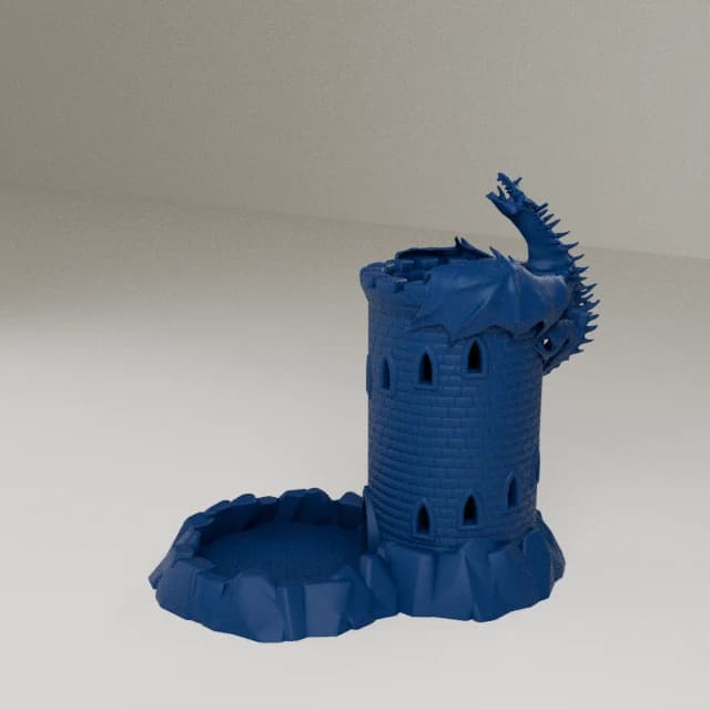 Dice Tower - Dragon's Keep, 3D printed in Navy