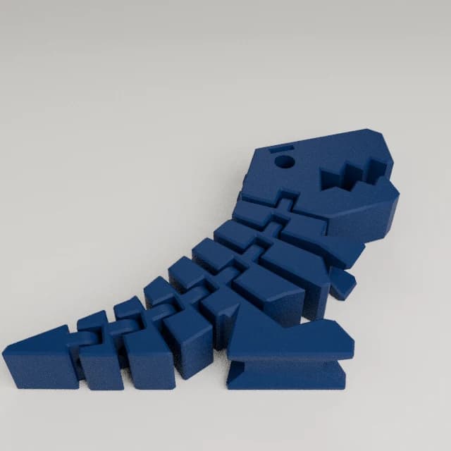 Flexi Rex with stronger links, 3D printed in Navy