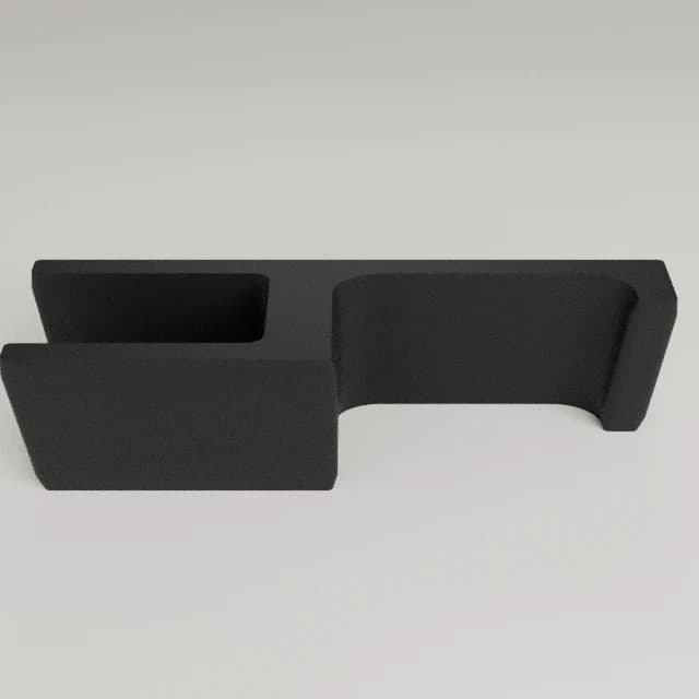 Under-Desk Headphone Hook for Thin Desks, 3D printed in Carbon