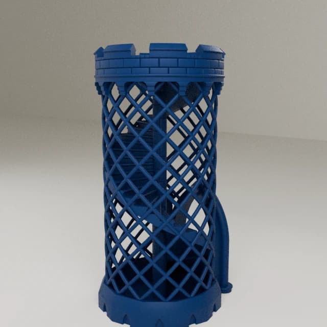 Print in Place Dice Tower, 3D printed in Navy
