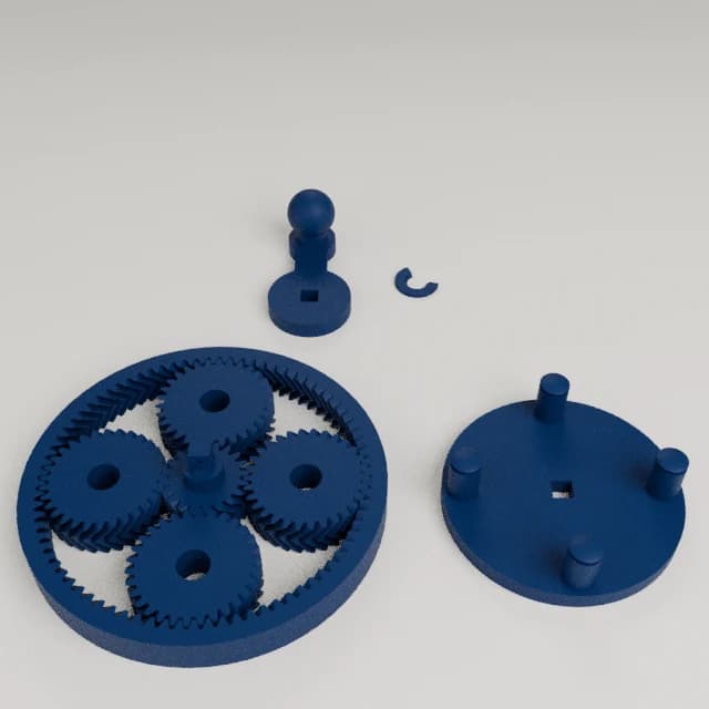Print In Place Herringbone Planetary Gears, 3D printed in Navy