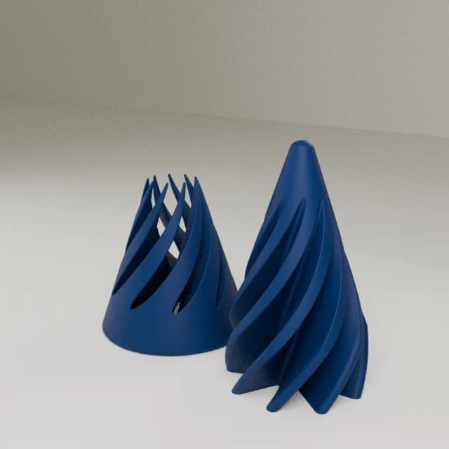 Spiral cone fidget toy, 3D printed in Navy